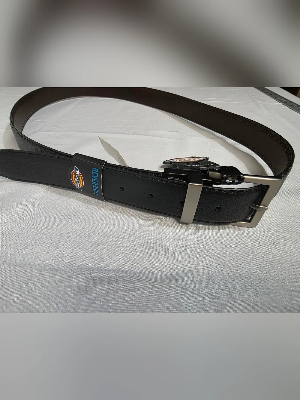Dickies Leather Reversible Black/Brown Belt With Antique Nickel Finish Buckle 2X